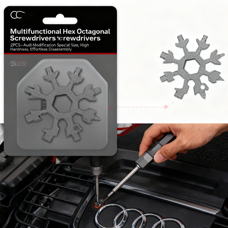 18-in-1 Multifunctional Snowflake Screwdriver - Stainless Steel Hex & Octagonal Wrench Tool for Repairs, DIY, Camping