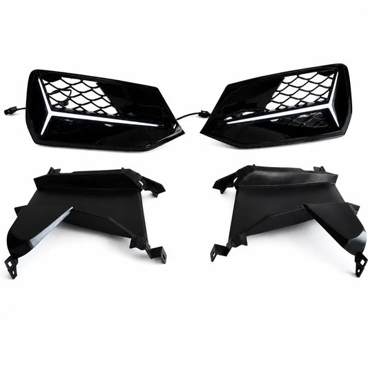 2019-2025 Audi A7 S7 C8 Fog Light Grille Kit with LED Lights - White Background Product Display