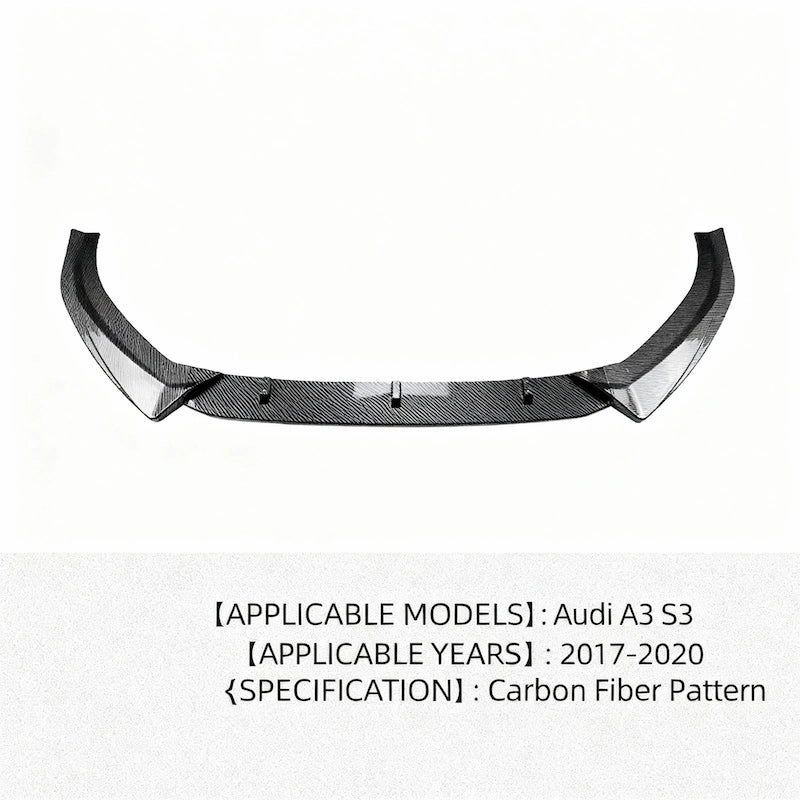 Aggressive front splitter look on white Audi A3 8V.5 S-Line