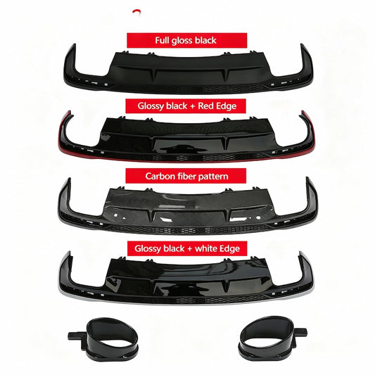 Carbon fiber S4 rear diffuser fitted on Audi A4 B9.5 2020 gloss weave texture