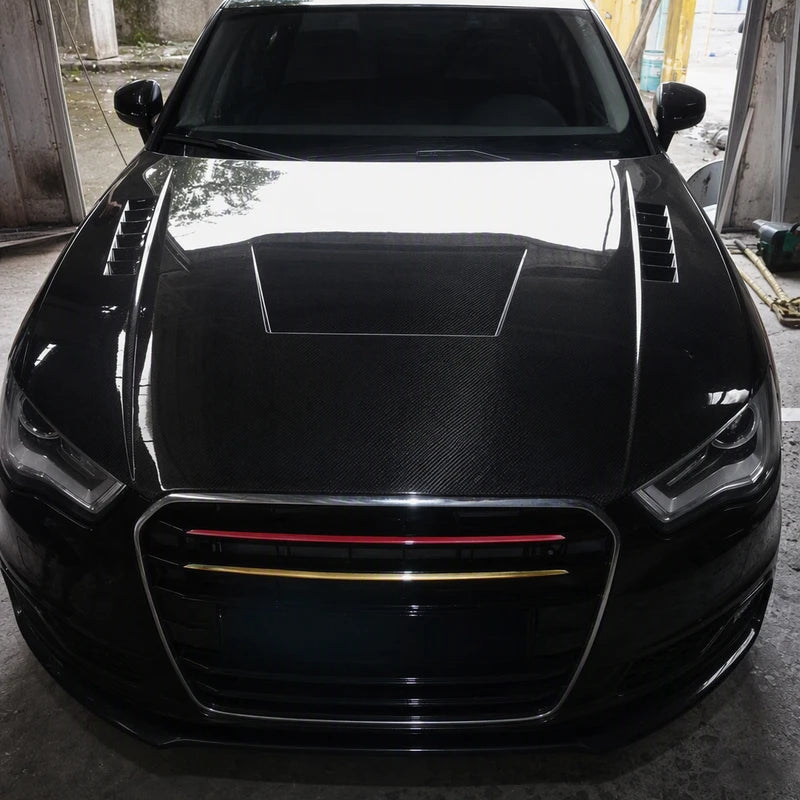 Carbon Fiber Hood Installed on Audi A3 S3 8V Front View