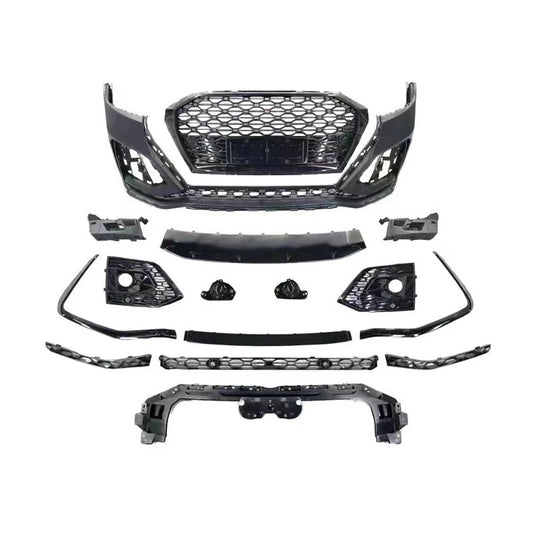 RSQ8 Style Front Bumper Conversion Kit for Audi Q5 SQ5 B9.5 2022-2025 - Complete Component Layout White Background