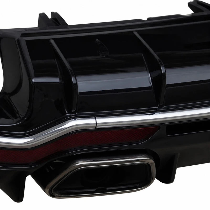 Audi A5 S5 B9 RS5 Rear Diffuser Vertical Fins and Chrome Trim Close-Up Detail