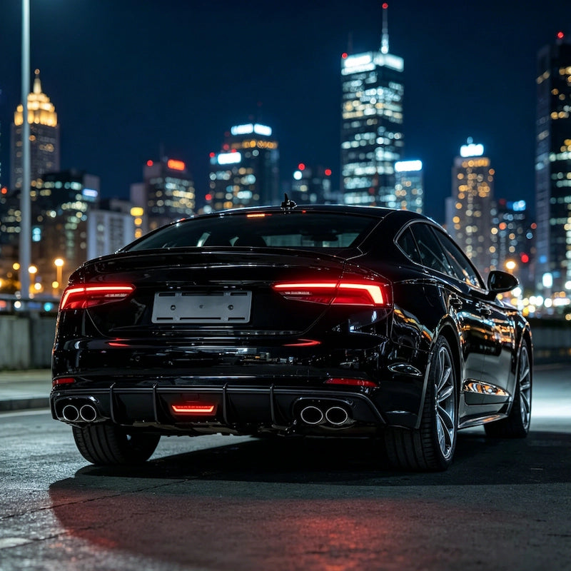 2017-2019 For Audi A5/S5 B9 S-Line K-Style Rear Diffuser - Black / Carbon Pattern + Exhaust Tips