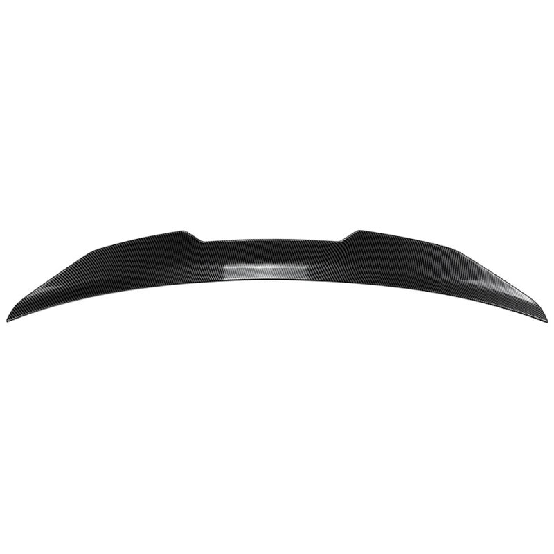2009-2012 Audi A4 S4 B8 PSM Style Trunk Spoiler carbon fiber look close-up showing the twill weave texture on a white background