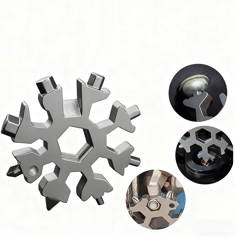 18-in-1 Multifunctional Snowflake Screwdriver - Stainless Steel Hex & Octagonal Wrench Tool for Repairs, DIY, Camping