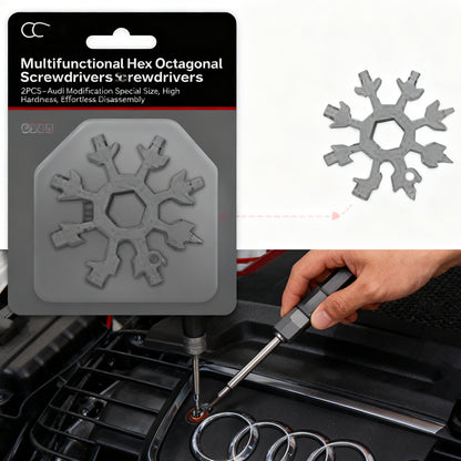 18-in-1 Multifunctional Snowflake Screwdriver - Stainless Steel Hex & Octagonal Wrench Tool for Repairs, DIY, Camping