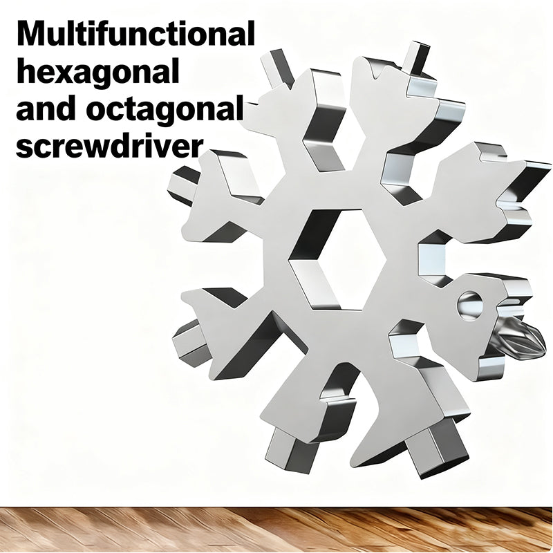 18-in-1 Multifunctional Snowflake Screwdriver - Stainless Steel Hex & Octagonal Wrench Tool for Repairs, DIY, Camping