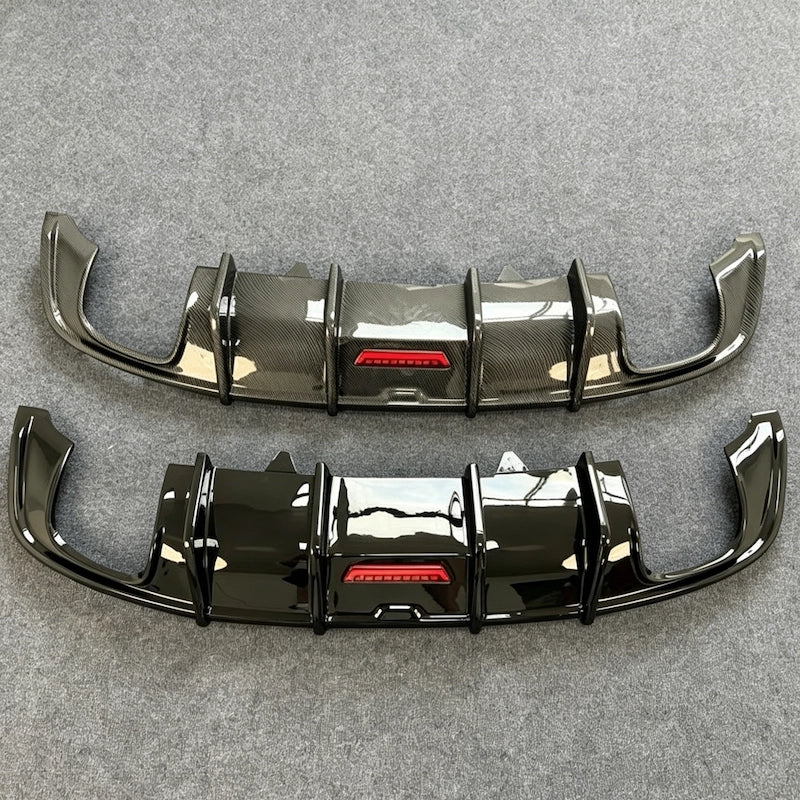2017-2019 For Audi A5/S5 B9 S-Line K-Style Rear Diffuser - Black / Carbon Pattern + Exhaust Tips
