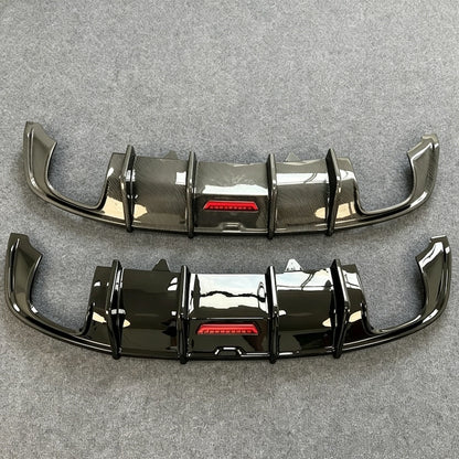 2017-2019 For Audi A5/S5 B9 S-Line K-Style Rear Diffuser - Black / Carbon Pattern + Exhaust Tips