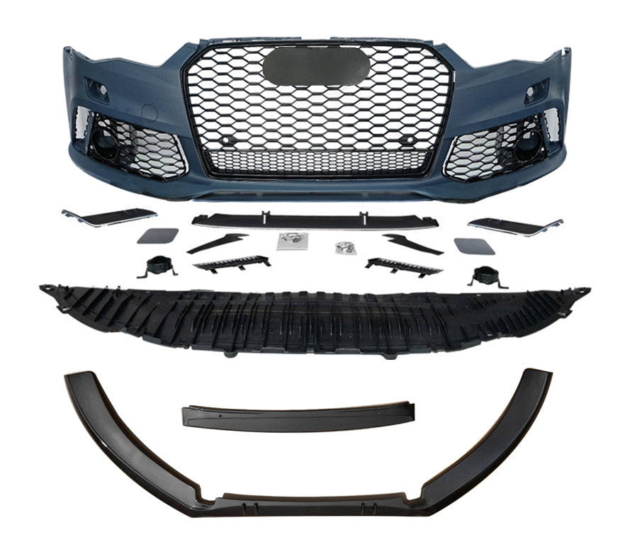 2016-2018 RS6 Style Front Bumper Cover For Audi A6 C7.5/S6 With Front Lip