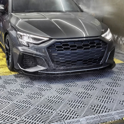Audi A3 8Y Gloss Black Front Lip Splitter - Installed Close Up Front View