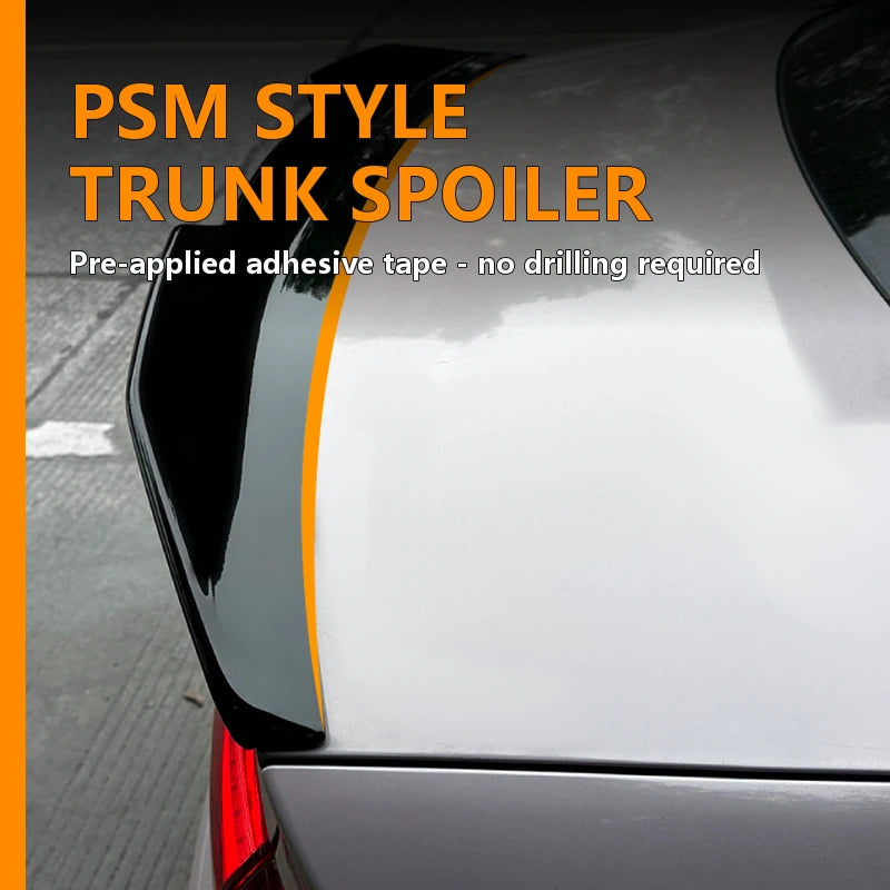 Audi A4 S4 B8.5 PSM Style Trunk Spoiler - Installed Rear View with Feature Callouts