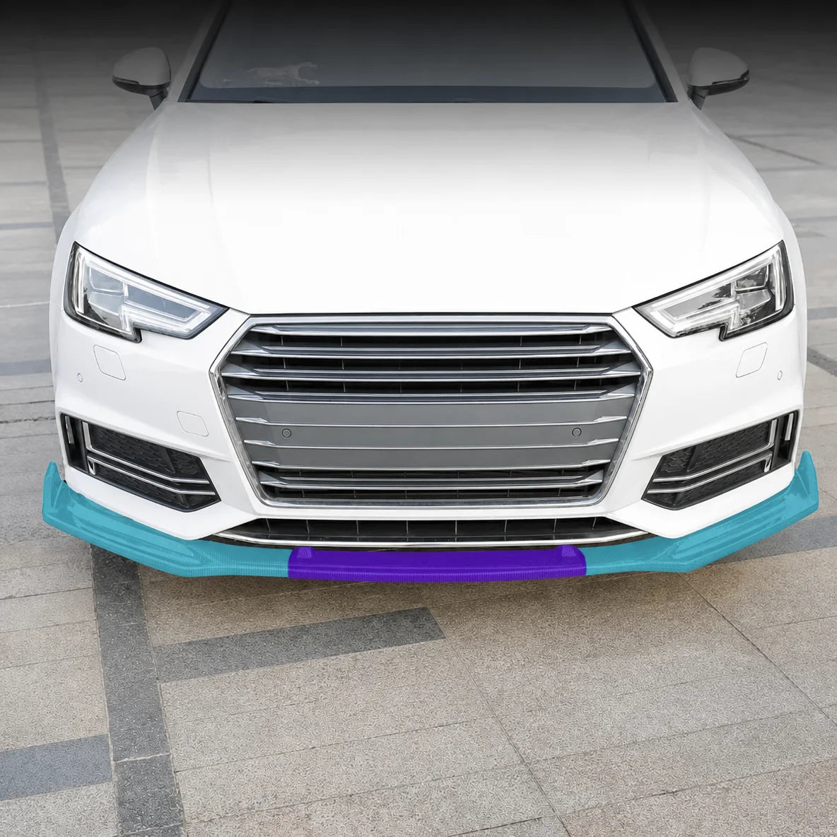 Audi A4 B9 S-Line Sport Front Lip Installed - Front Bumper View