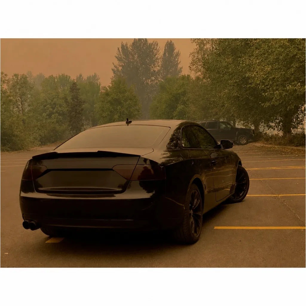 Audi A5 B8 V Style Carbon Fiber Rear Trunk Spoiler Installed - Street View