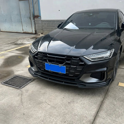 Audi A7 C8 Max Style Gloss Black Front Lip Installed - Front View