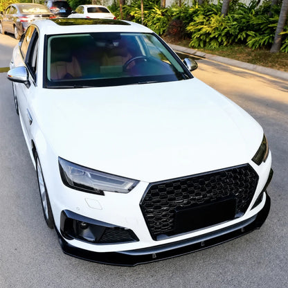 Audi A4 B9 Standard Front Lip Installed - Three Quarter Front View