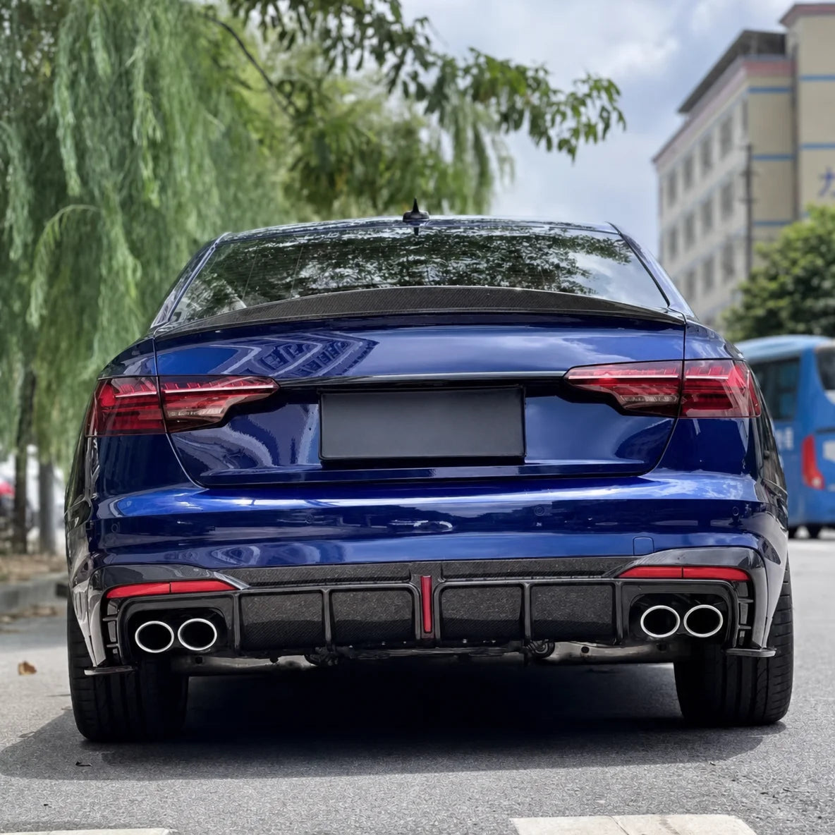 2017-2025 Audi A4 S4 B9 B9.5 K Style Rear Trunk Lip - Installed Angle