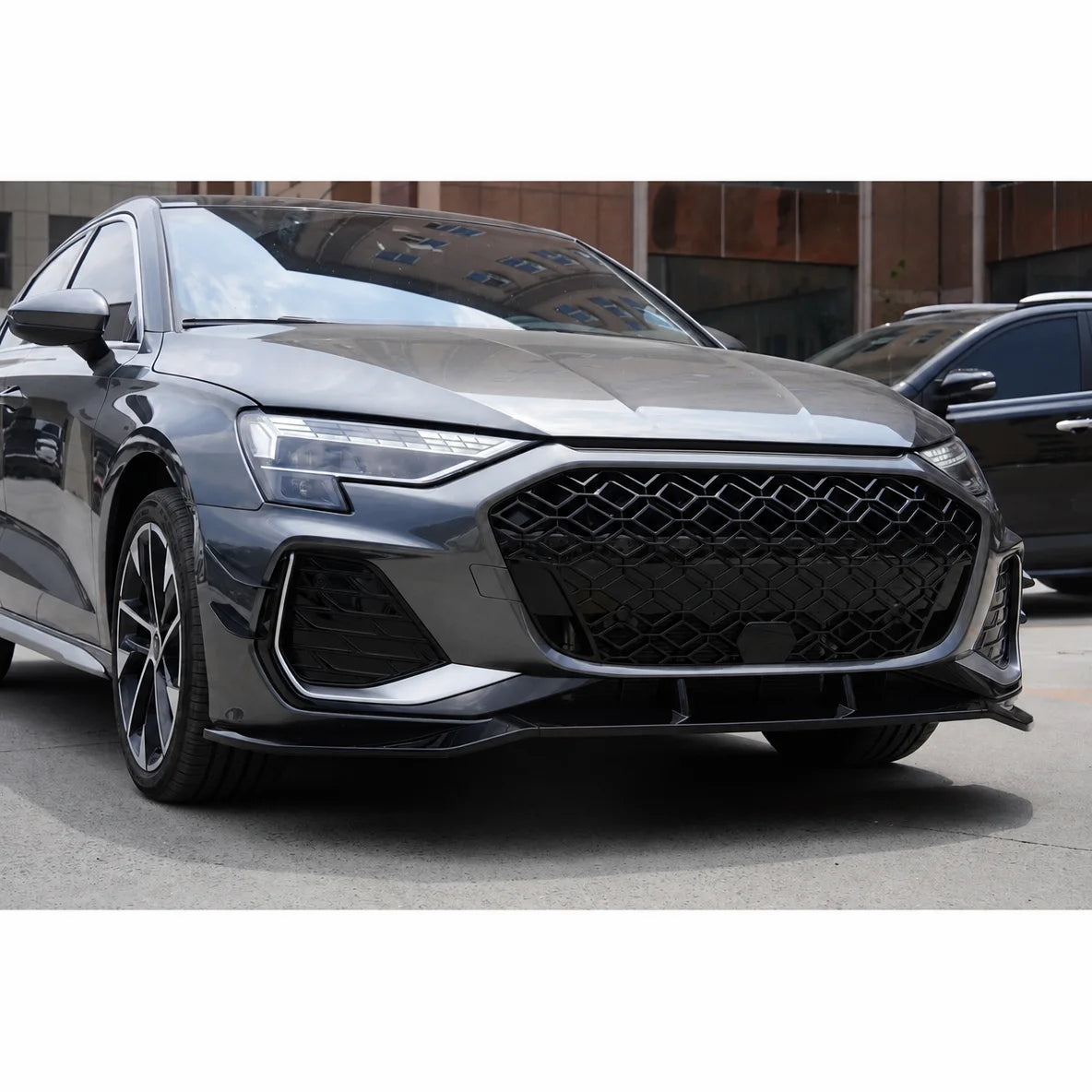 Audi A3 Sedan 2025 Facelift Front Lip Installed - Front Bumper View