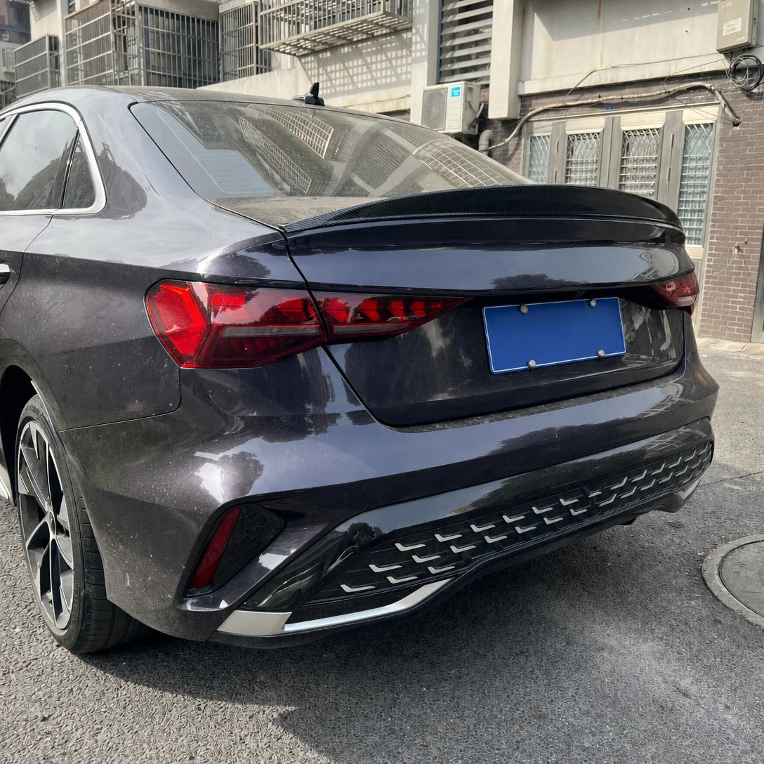 2021-2026 Audi A3 S3 8Y K Style Rear Trunk Lip Installed - Angle View