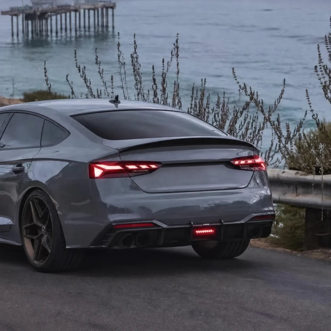2017-2024 Audi A5 S5 B9 K Style Rear Trunk Lip Installed - Angle View