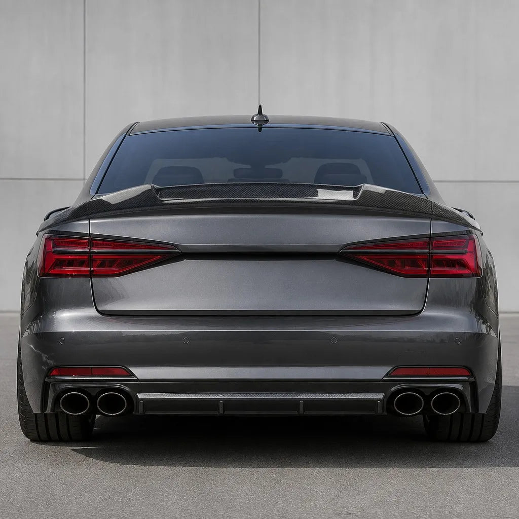 2008-2012 Audi A5 B8 V Style Carbon Fiber Trunk Spoiler - Studio Shot White Background