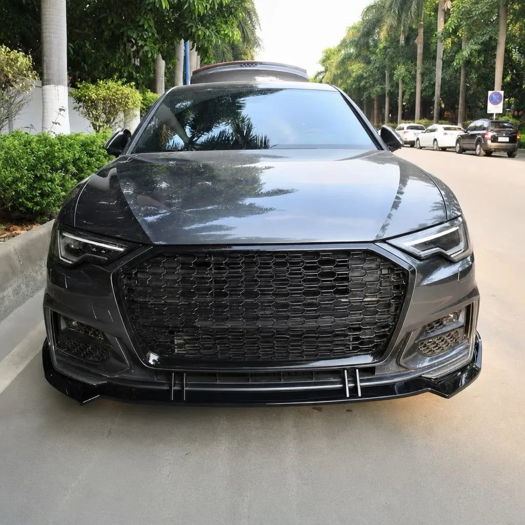 2019-2025 Audi A6 S6 C8 Front Lip Carbon Weave Finish - Texture Detail