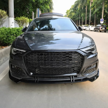 2019-2025 Audi A6 S6 C8 Front Lip Carbon Weave Finish - Texture Detail