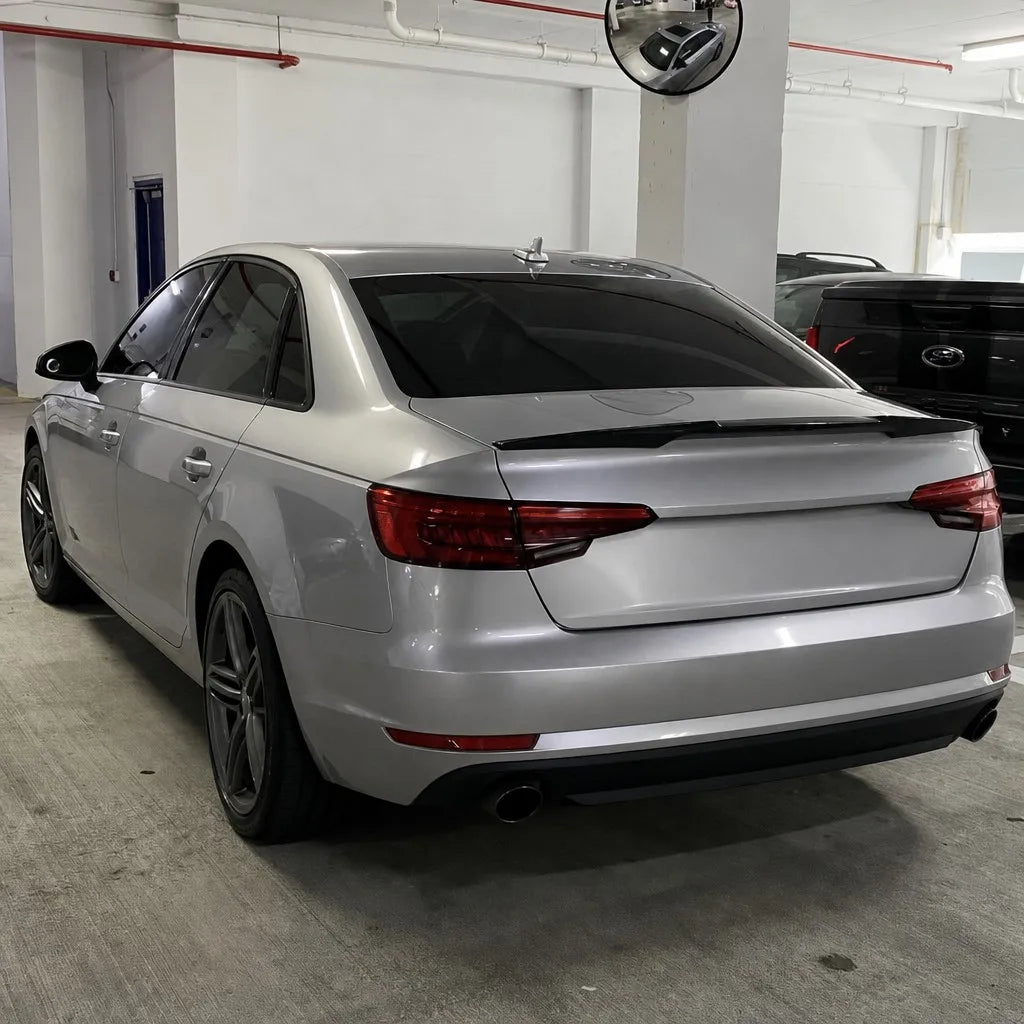 Audi A4 S4 B9.5 V Style Carbon Fiber Rear Spoiler Installed - Street View