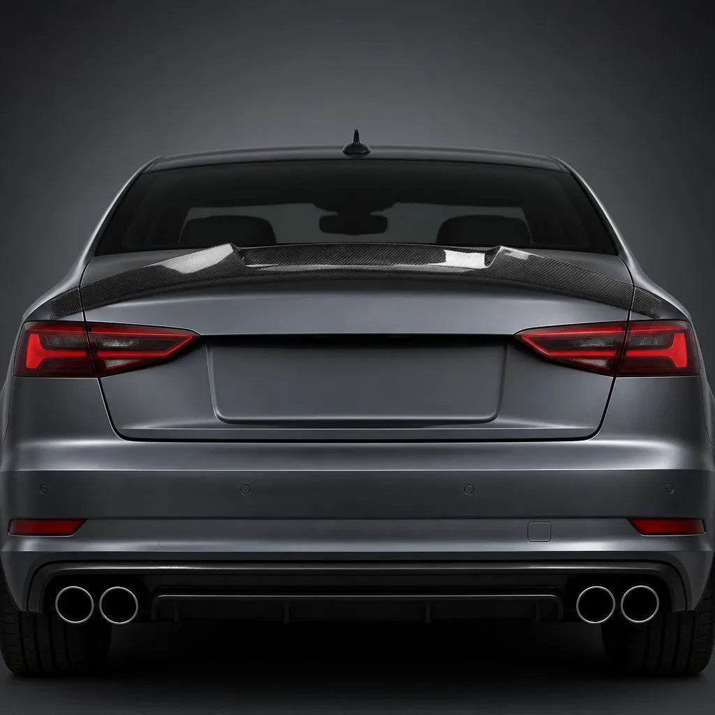 2020-2025 Audi A4 S4 B9.5 V Style Carbon Fiber Trunk Spoiler - Studio Shot White Background