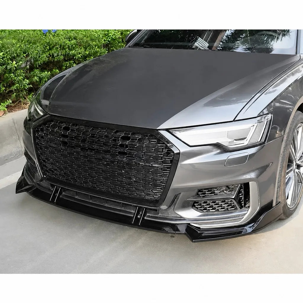 2019-2025 Audi A6 S6 C8 Front Lip 3 Piece Splitter - Installed Front View