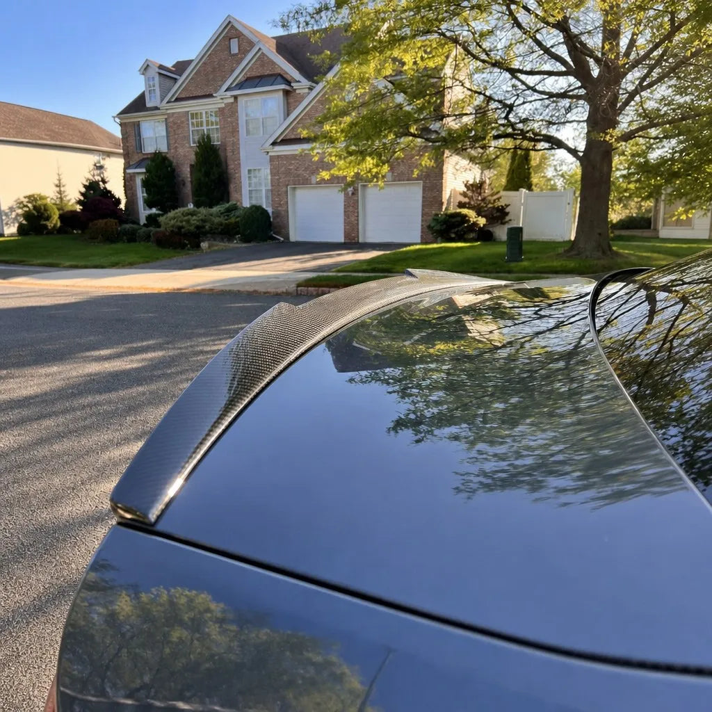 2008-2012 Audi A5 B8 V Style Carbon Fiber Ducktail Spoiler - Rear Close Up