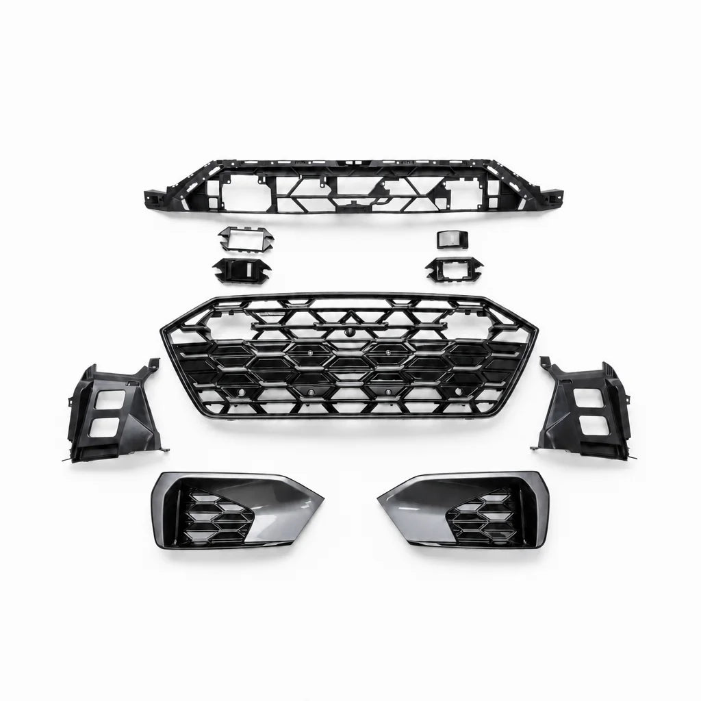 Audi A7 C8 Honeycomb Front Grille with Fog Light Grilles Installed - Garage View