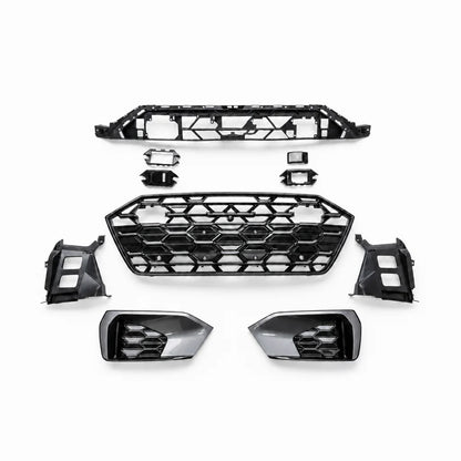 Audi A7 C8 Honeycomb Front Grille with Fog Light Grilles Installed - Garage View