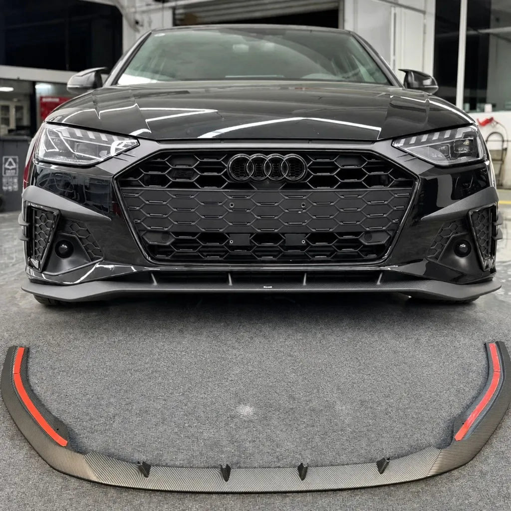 2020-2025 Audi A4 S4 B9.5 ABT Style Front Lip Gloss Black - Product Full View