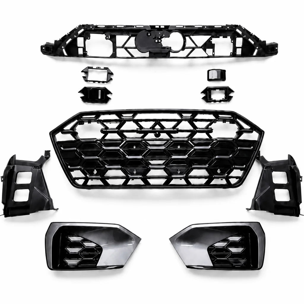 2019-2025 Audi A7 S7 C8 S7 Style Front Grille Kit Parts - White Background Product Display