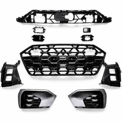 2019-2025 Audi A7 S7 C8 S7 Style Front Grille Kit Parts - White Background Product Display