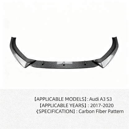 Aggressive front splitter look on white Audi A3 8V.5 S-Line