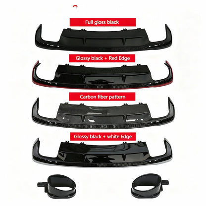 Carbon fiber S4 rear diffuser fitted on Audi A4 B9.5 2020 gloss weave texture