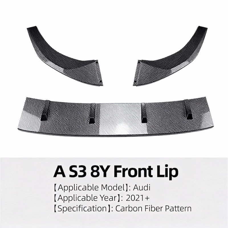 Carbon fiber style front lip for A3 8Y
