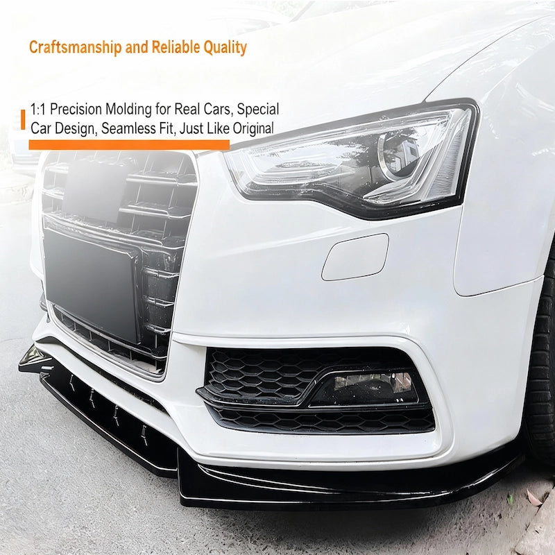 Gloss black front lip spoiler for Audi S5