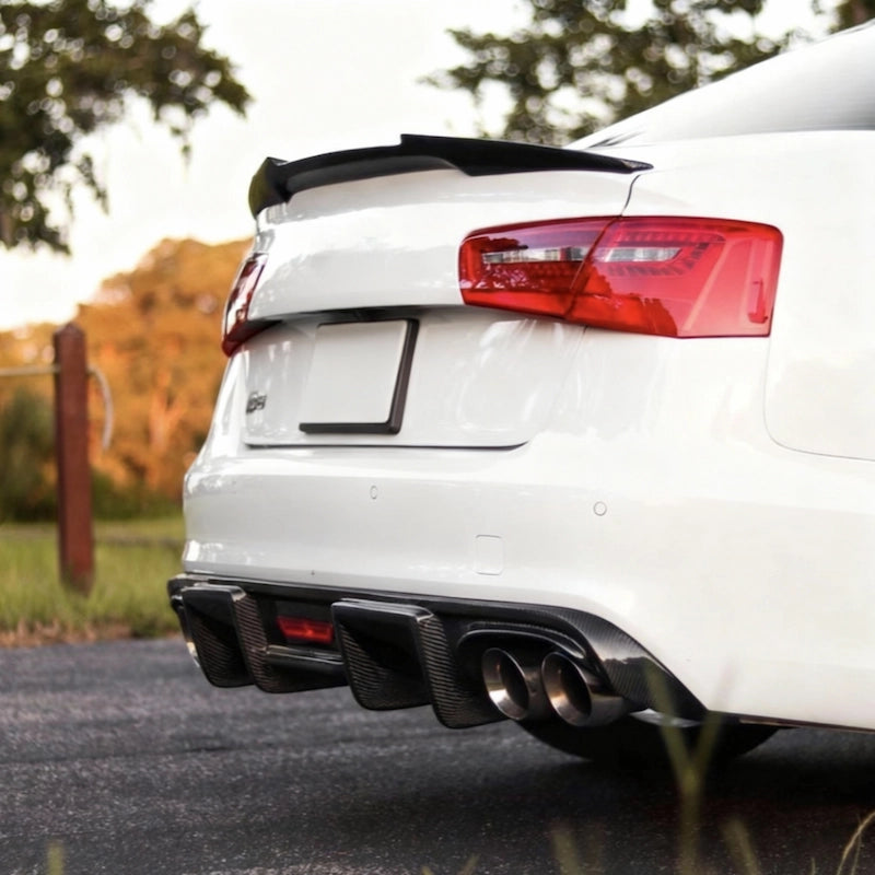 Perfect Direct Fit - V-Style Carbon Fiber Spoiler on 2024 Audi A6 C8