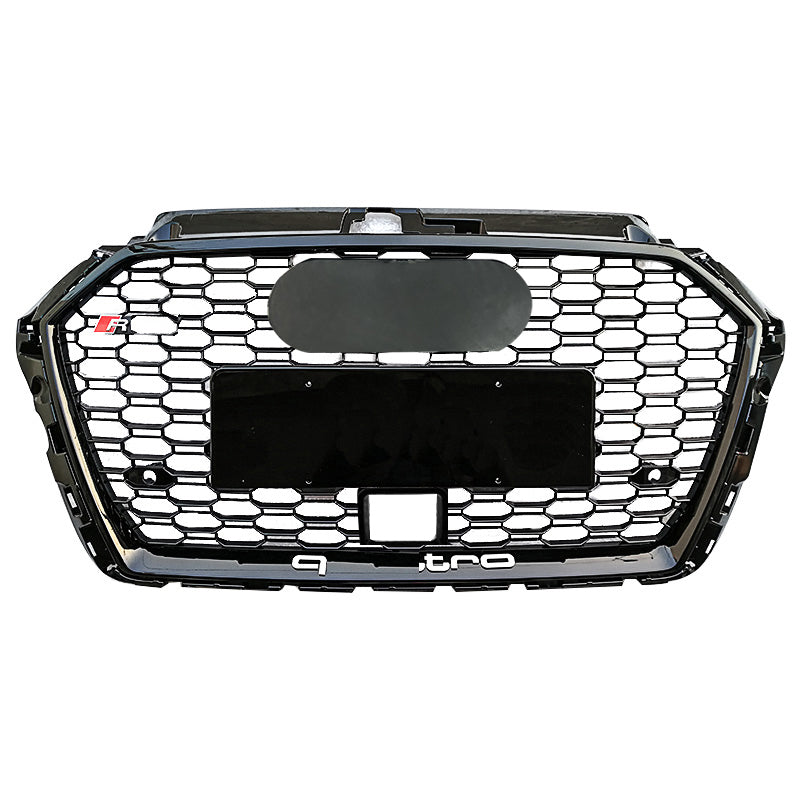 2017-2019 RS3 Style Grille For Audi A3/S3 8V.5 / ACC Hole & Rings - Direct Fit Replacement Grill-Black/Silver/Carbon Fiber Style