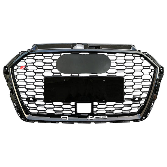2017-2019 RS3 Style Grille For Audi A3/S3 8V.5 / ACC Hole & Rings - Direct Fit Replacement Grill-Black/Silver/Carbon Fiber Style