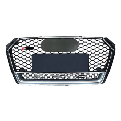 Parrilla delantera estilo RS4 para Audi A4/S4 B9 (2017-2019) | Malla de nido de abeja pequeña | ABS negro brillante | Disponible con o sin marco inferior | Envío en 24 horas