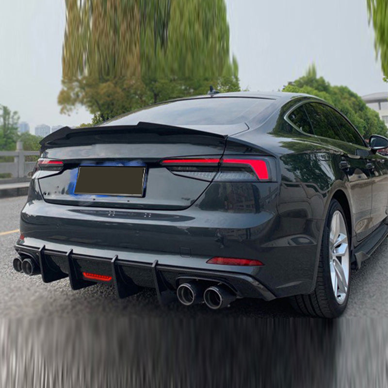 Real carbon fiber dual exhaust diffuser with lights