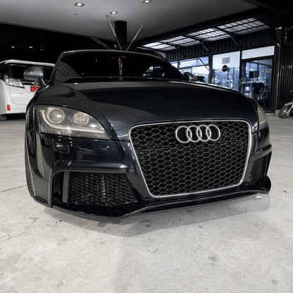 Gloss Black Front Bumper and Honeycomb Grille Installed on Audi TT Coupe - Clean Front View