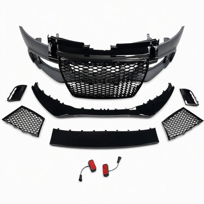 Audi TT TTRS Style Front Bumper Kit with Honeycomb Mesh Grille Assembly - Full Set Package