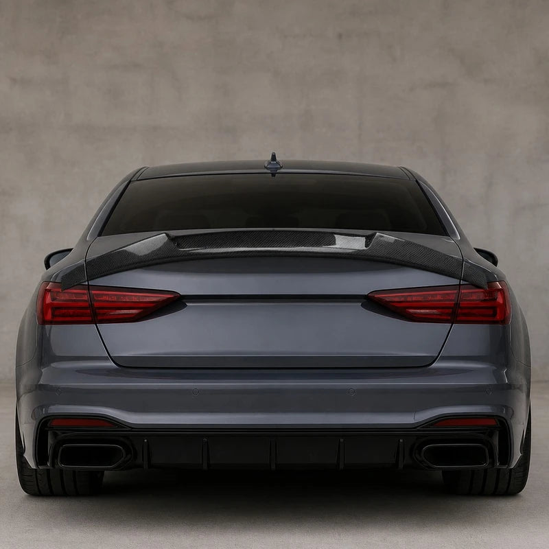 2013-2016 Audi A4 S4 B8.5 V Style Carbon Fiber Trunk Spoiler - Studio Shot White Background