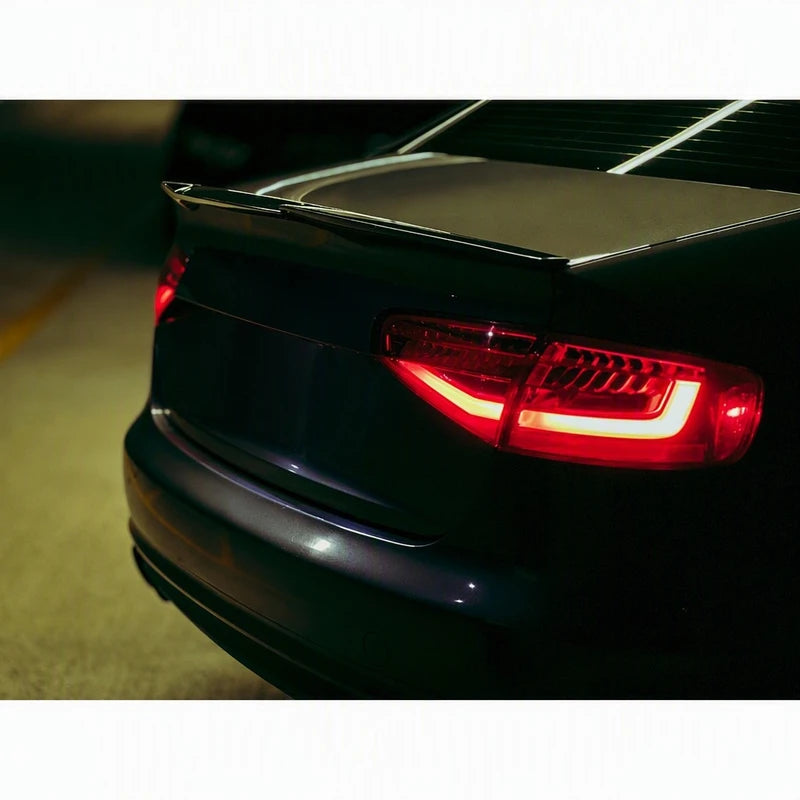 Audi A4 S4 B8.5 V Style Carbon Fiber Rear Spoiler Installed - Street View